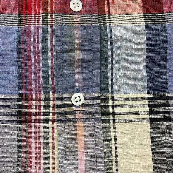 Polo Ralph Lauren Shirt Mens Extra Large Blue Red Linen Cotton Plaid Pockets - Picture 3 of 9